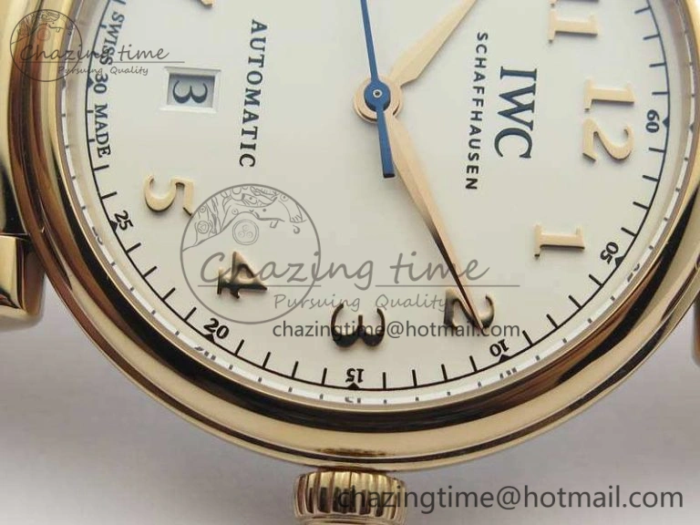 Reliable Da Vinci IW356601 RG TW 1:1 Best Edition White Dial On Brown Leather Strap A 7237