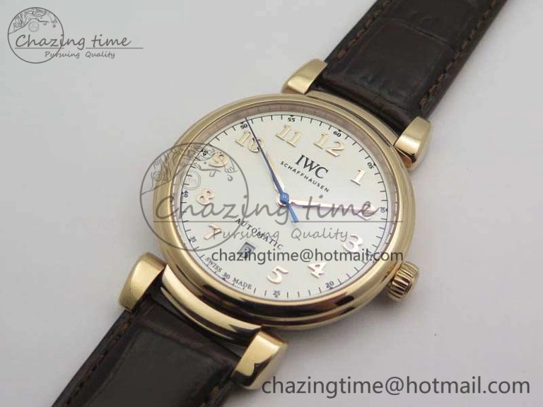 Reliable Da Vinci IW356601 RG TW 1:1 Best Edition White Dial On Brown Leather Strap A 7237