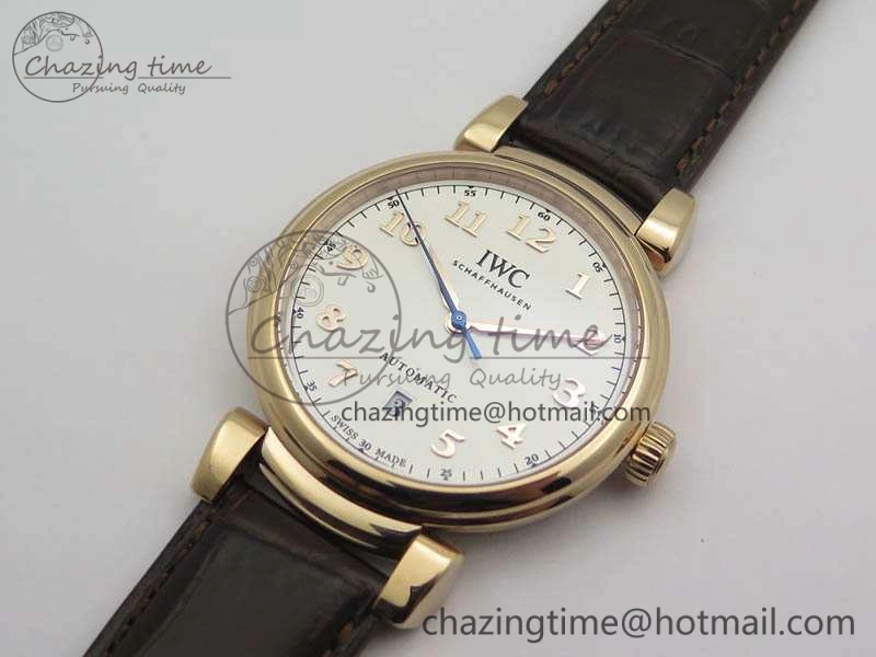 Reliable Da Vinci IW356601 RG TW 1:1 Best Edition White Dial On Brown Leather Strap A 7237