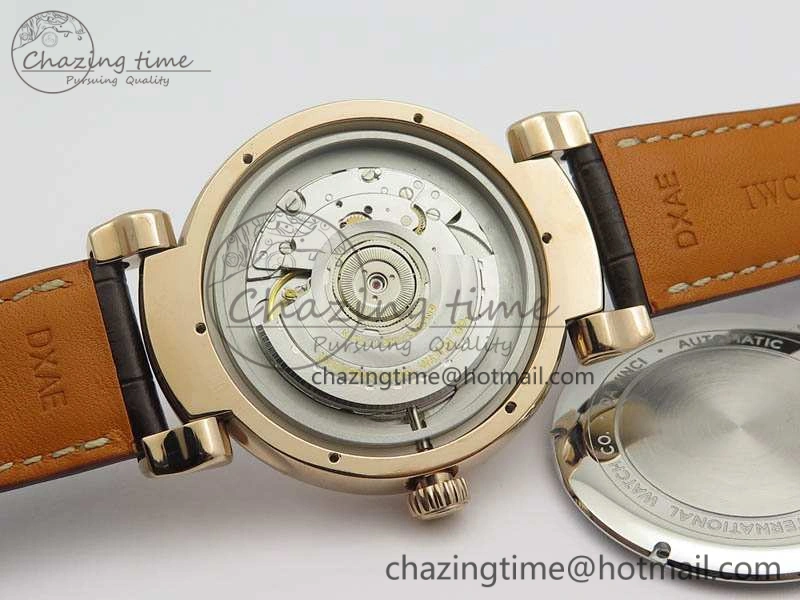 Reliable Da Vinci IW356601 RG TW 1:1 Best Edition White Dial On Brown Leather Strap A 7237