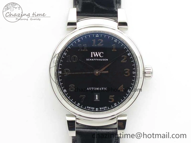 MoistureWicking Da Vinci IW356601 SS MKF 1:1 Best Edition Black Dial On Black Leather Strap A 7231