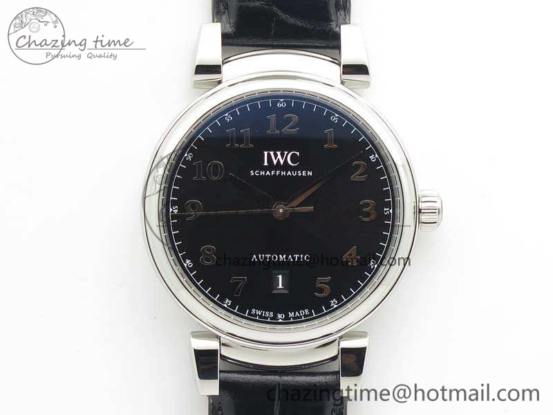 MoistureWicking Da Vinci IW356601 SS MKF 1:1 Best Edition Black Dial On Black Leather Strap A 7231