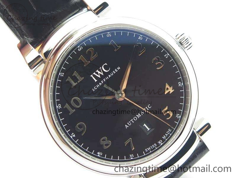 MoistureWicking Da Vinci IW356601 SS MKF 1:1 Best Edition Black Dial On Black Leather Strap A 7231