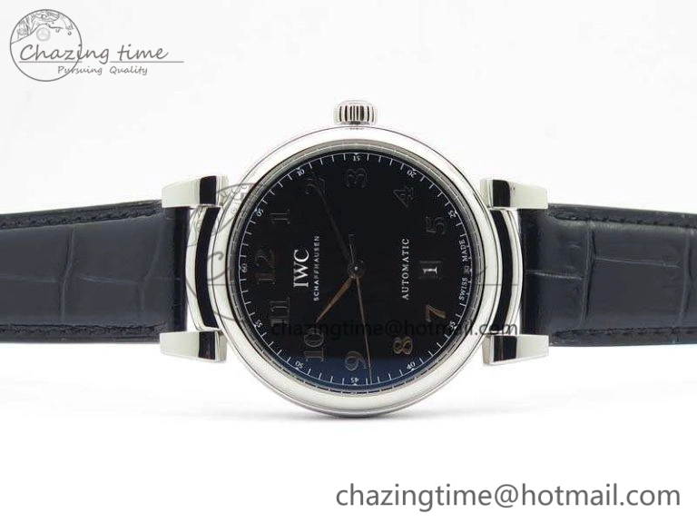 MoistureWicking Da Vinci IW356601 SS MKF 1:1 Best Edition Black Dial On Black Leather Strap A 7231