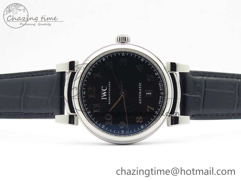 MoistureWicking Da Vinci IW356601 SS MKF 1:1 Best Edition Black Dial On Black Leather Strap A 7231