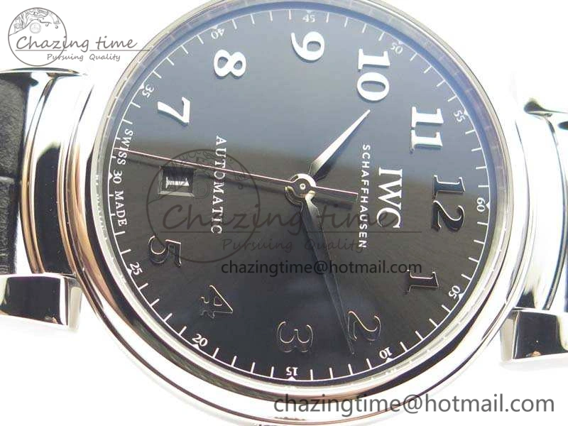MoistureWicking Da Vinci IW356601 SS MKF 1:1 Best Edition Black Dial On Black Leather Strap A 7231