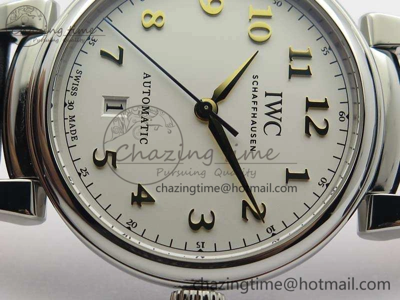 UrbanStyle Da Vinci IW356601 SS MKF 1:1 Best Edition White Dial On Black Leather Strap A 7232