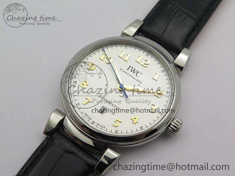 UrbanStyle Da Vinci IW356601 SS MKF 1:1 Best Edition White Dial On Black Leather Strap A 7232