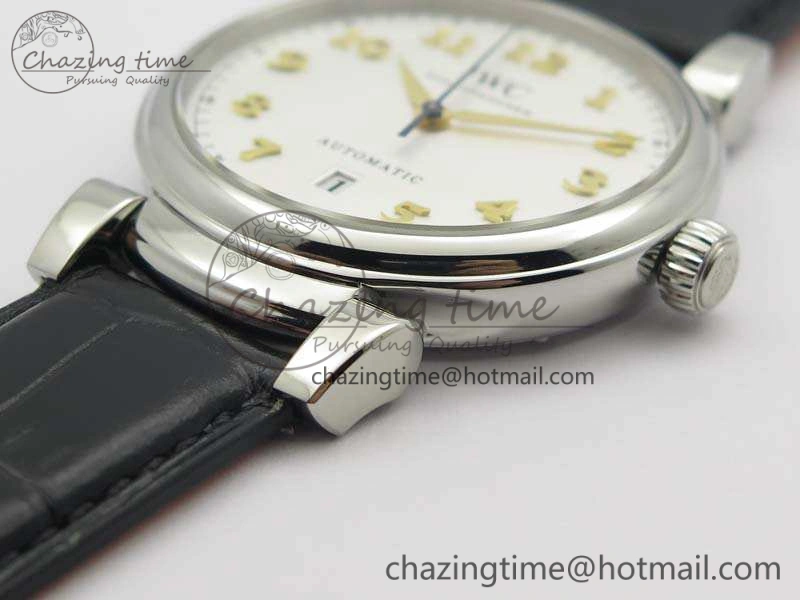 UrbanStyle Da Vinci IW356601 SS MKF 1:1 Best Edition White Dial On Black Leather Strap A 7232
