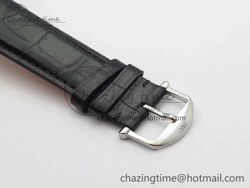 Compact Da Vinci IW356601 SS TW 1:1 Best Edition Blue Dial On Black Leather Strap A 7239