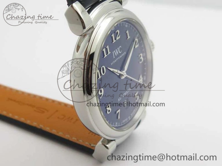 Compact Da Vinci IW356601 SS TW 1:1 Best Edition Blue Dial On Black Leather Strap A 7239