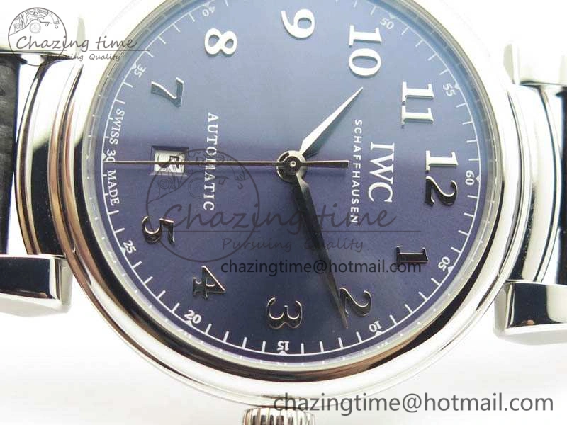 Compact Da Vinci IW356601 SS TW 1:1 Best Edition Blue Dial On Black Leather Strap A 7239