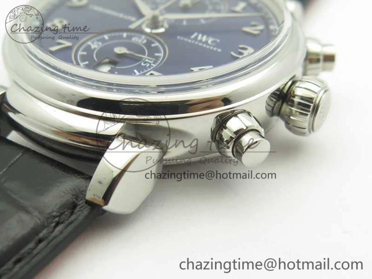 GoodFit Da Vinci IW393402 SS ZF 1:1 Best Edition Blue Dial On Black Leather Strap A 7211