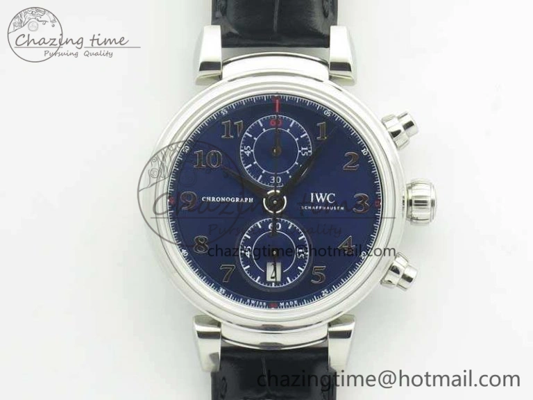 GoodFit Da Vinci IW393402 SS ZF 1:1 Best Edition Blue Dial On Black Leather Strap A 7211