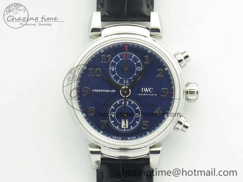 GoodFit Da Vinci IW393402 SS ZF 1:1 Best Edition Blue Dial On Black Leather Strap A 7211