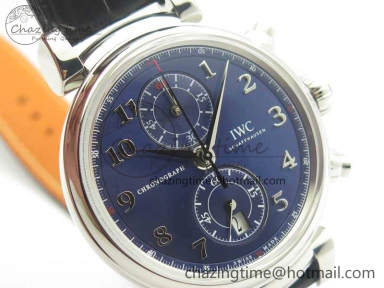GoodFit Da Vinci IW393402 SS ZF 1:1 Best Edition Blue Dial On Black Leather Strap A 7211