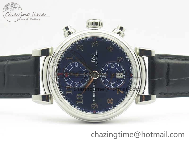 GoodFit Da Vinci IW393402 SS ZF 1:1 Best Edition Blue Dial On Black Leather Strap A 7211