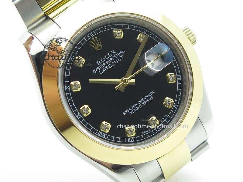 WellDesigned DateJust 116203 BP-Maker Best Edition SS YG Black Dial Diamond On Oyster Bracelet 36MM A 3978