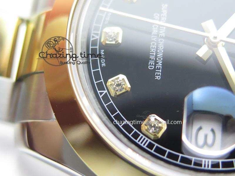 WellDesigned DateJust 116203 BP-Maker Best Edition SS YG Black Dial Diamond On Oyster Bracelet 36MM A 3978