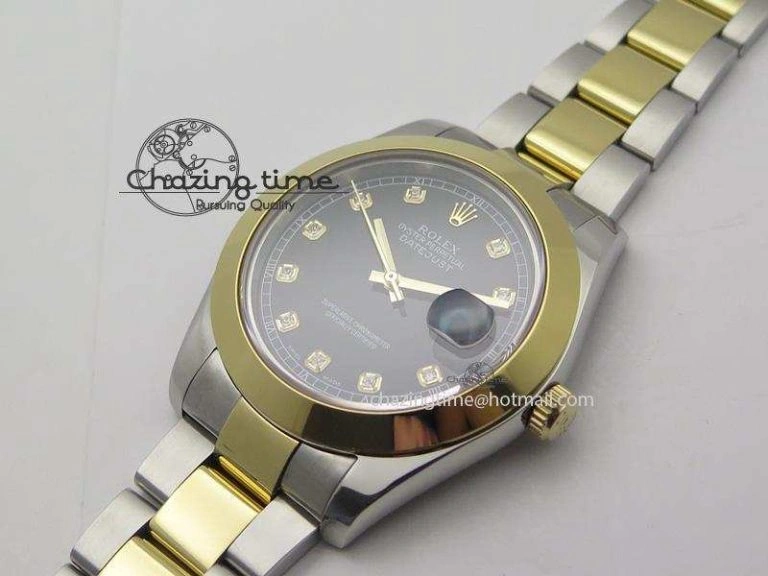 WellDesigned DateJust 116203 BP-Maker Best Edition SS YG Black Dial Diamond On Oyster Bracelet 36MM A 3978