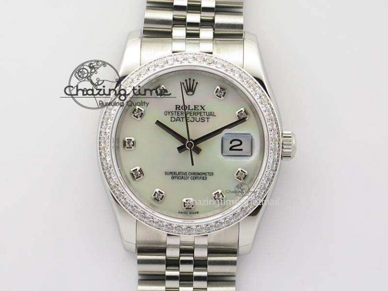 DateJust 116234 BP Best Edition SS White MOP Dial Diamond Markers On SS Bracelet A2824 V SunProtective 3943