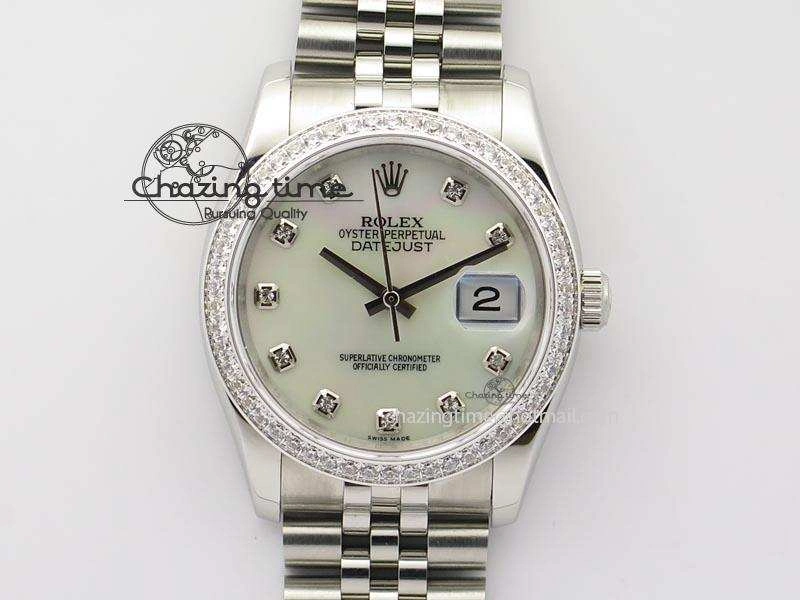 DateJust 116234 BP Best Edition SS White MOP Dial Diamond Markers On SS Bracelet A2824 V SunProtective 3943