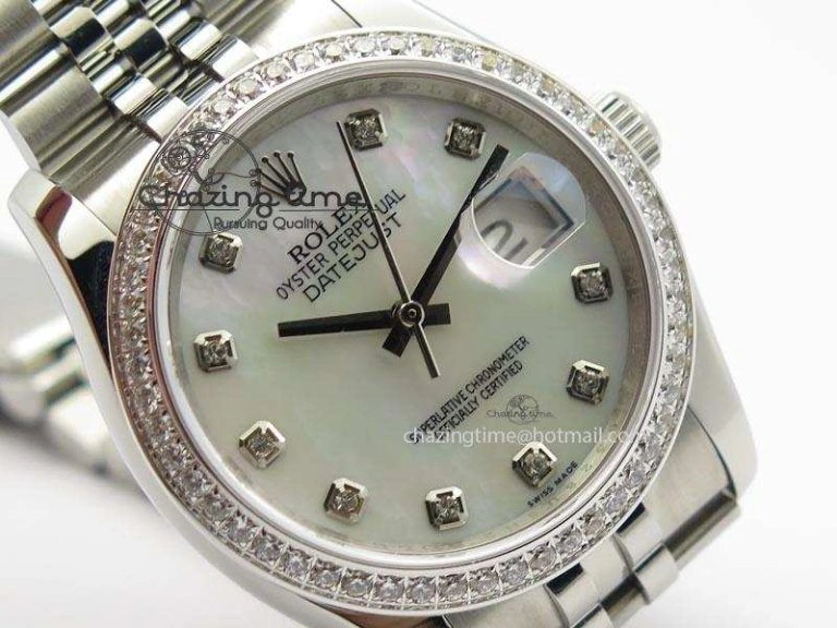 DateJust 116234 BP Best Edition SS White MOP Dial Diamond Markers On SS Bracelet A2824 V SunProtective 3943