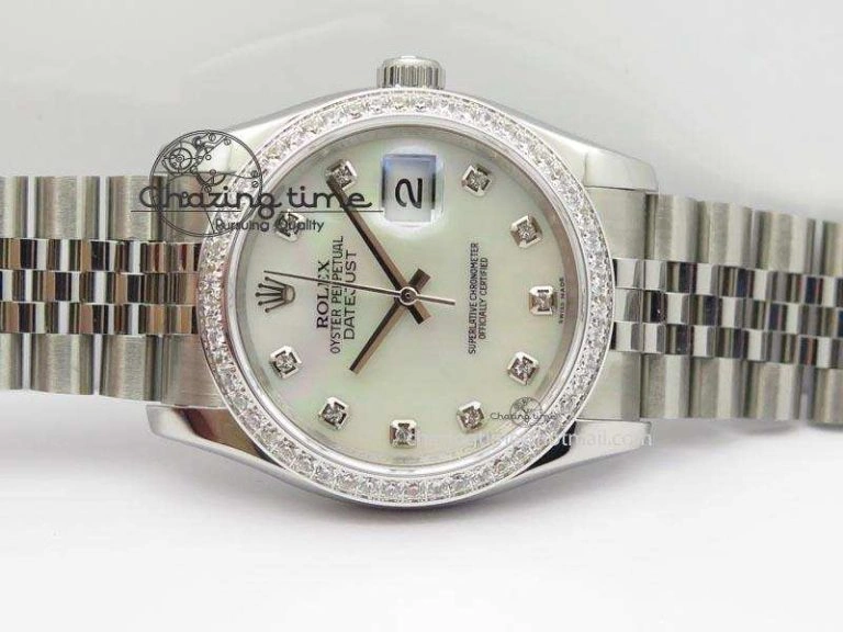 DateJust 116234 BP Best Edition SS White MOP Dial Diamond Markers On SS Bracelet A2824 V SunProtective 3943