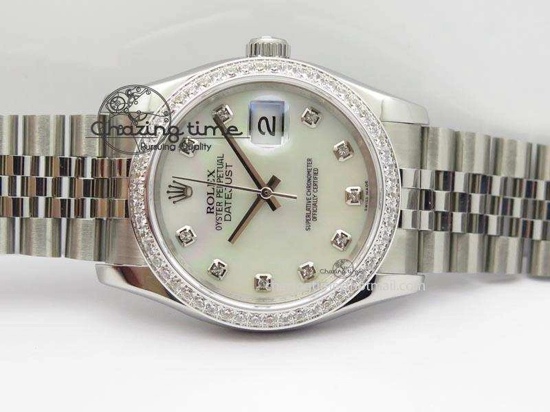 DateJust 116234 BP Best Edition SS White MOP Dial Diamond Markers On SS Bracelet A2824 V SunProtective 3943