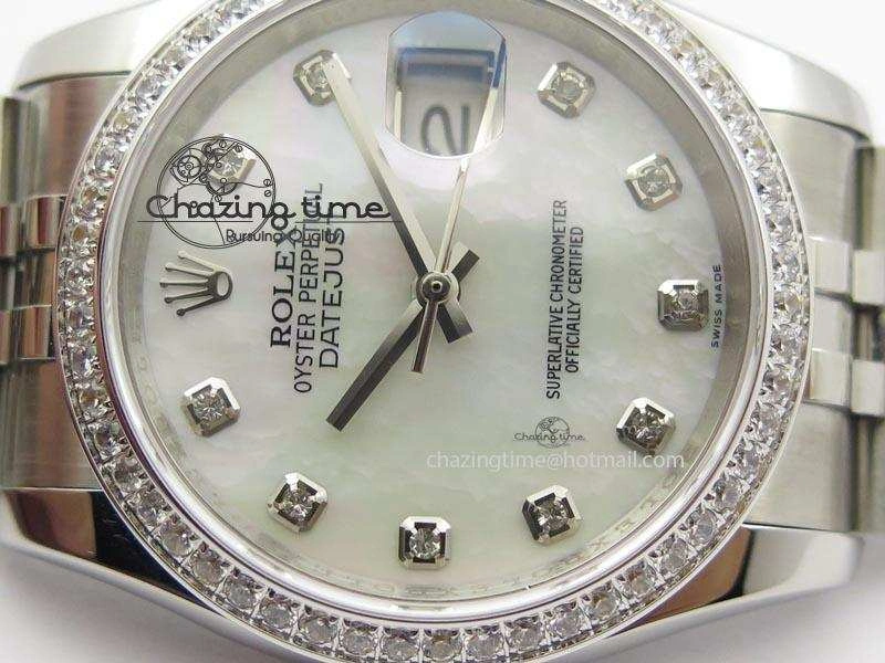 DateJust 116234 BP Best Edition SS White MOP Dial Diamond Markers On SS Bracelet A2824 V SunProtective 3943