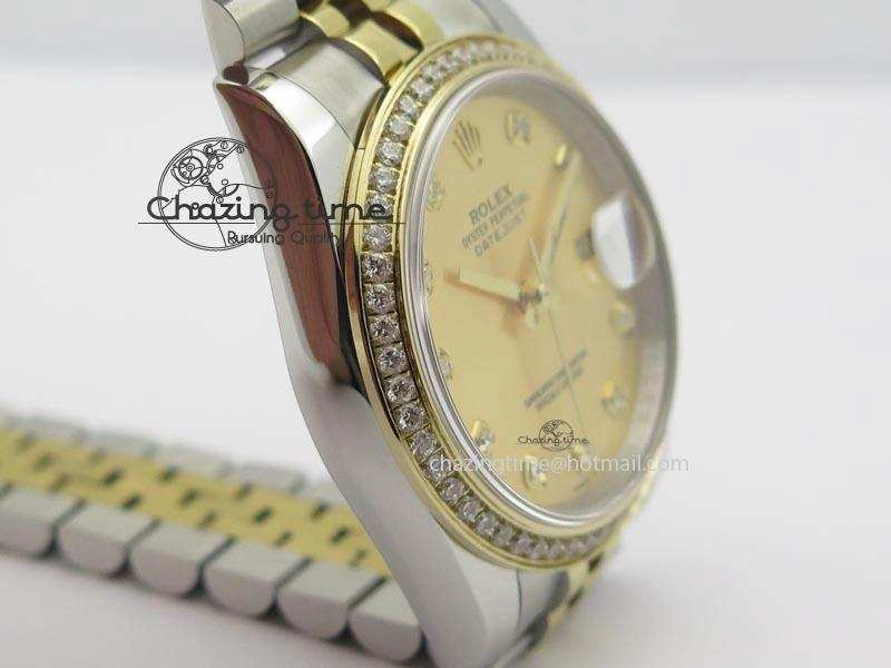 Refined DateJust 116234 BP Best Edition SS YG Gold Dial Diamond Markers On SS Bracelet A2824 V 3940