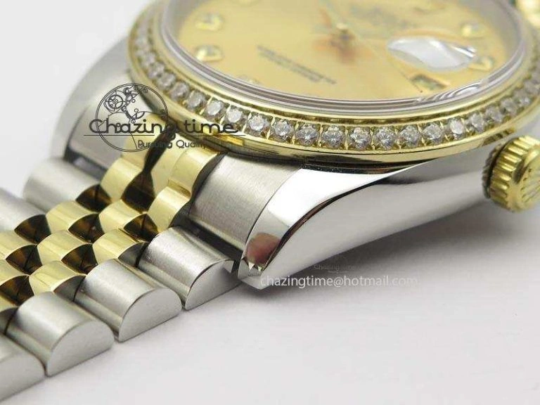 Refined DateJust 116234 BP Best Edition SS YG Gold Dial Diamond Markers On SS Bracelet A2824 V 3940