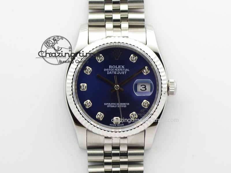 Vibrant DateJust 116234 SS BP Best Edition Blue Dial Diam Markers On SS Bracelet SA 3741
