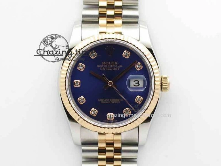 DateJust 116234 SS RG BP Best Edition Blue Dial Diam Markers On SS RG Bracelet SA Versatile 3746