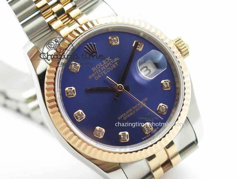 DateJust 116234 SS RG BP Best Edition Blue Dial Diam Markers On SS RG Bracelet SA Versatile 3746