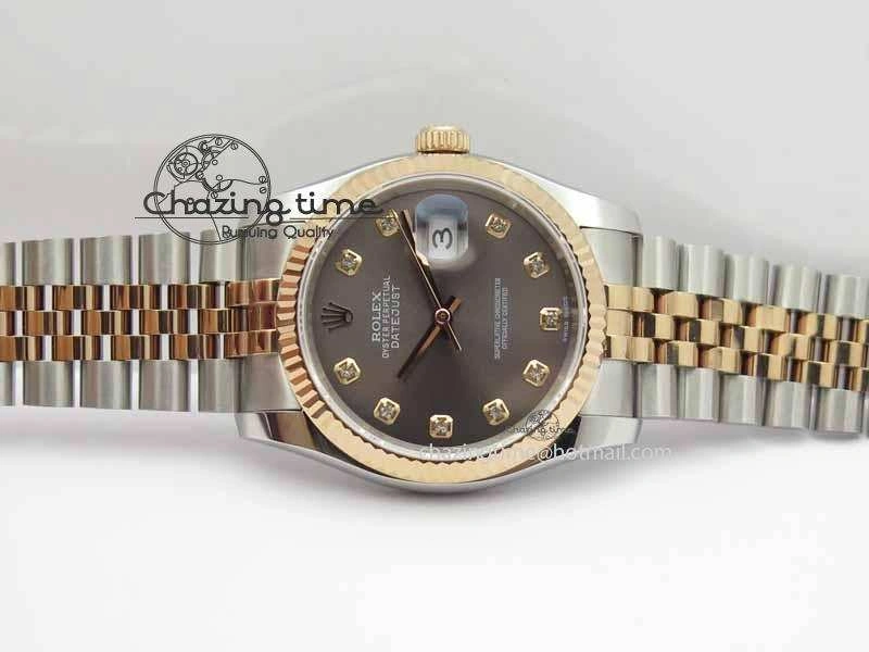 DateJust 116234 SS RG BP Best Edition Gray Dial Diam Markers On SS RG Bracelet SA EasyMatch 3747