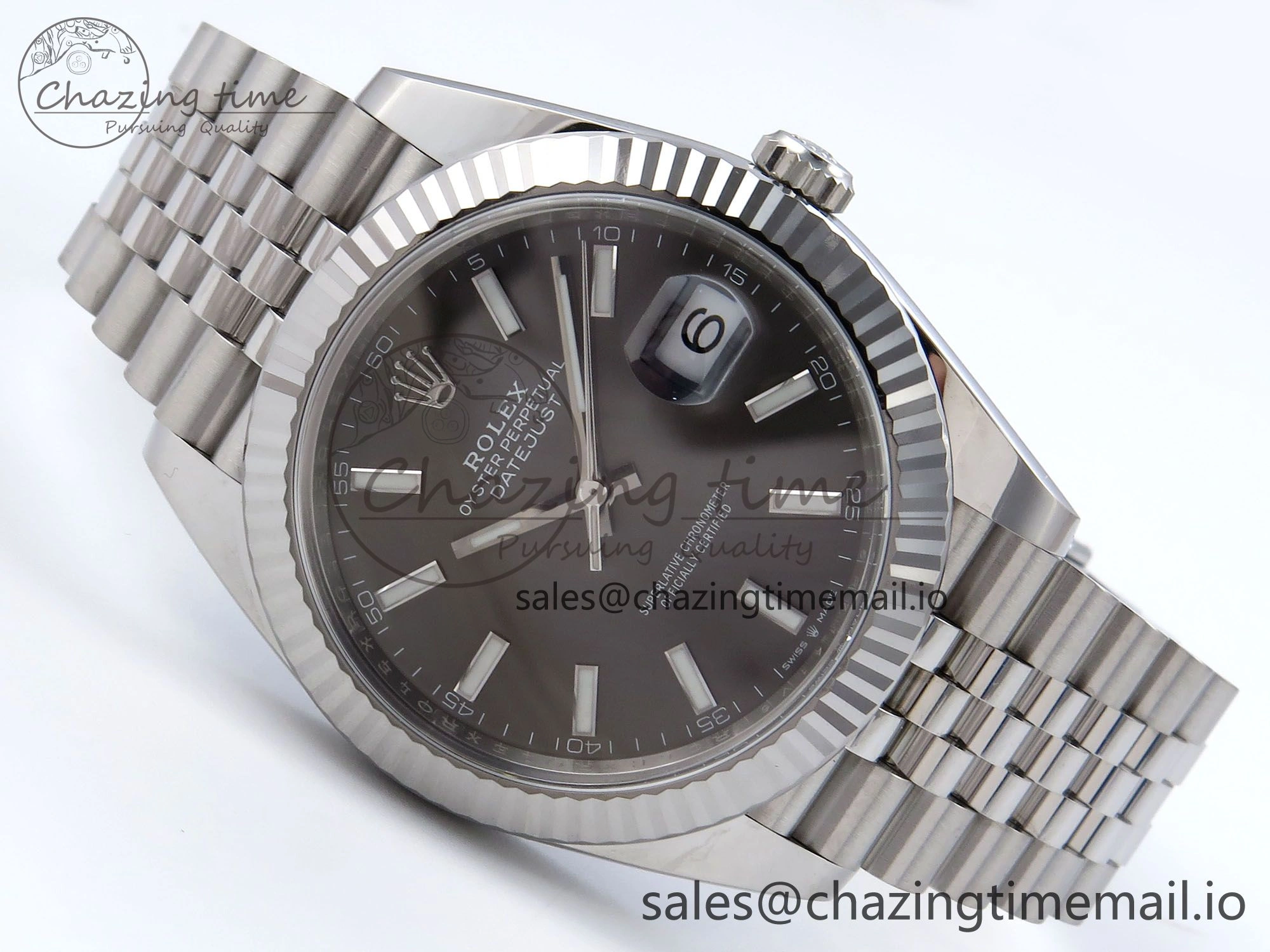 Stylish DateJust 126334 41mm Clean 1:1 Best Edition 904L Steel Gray Stick Dial on Jubilee Bracelet VR 895