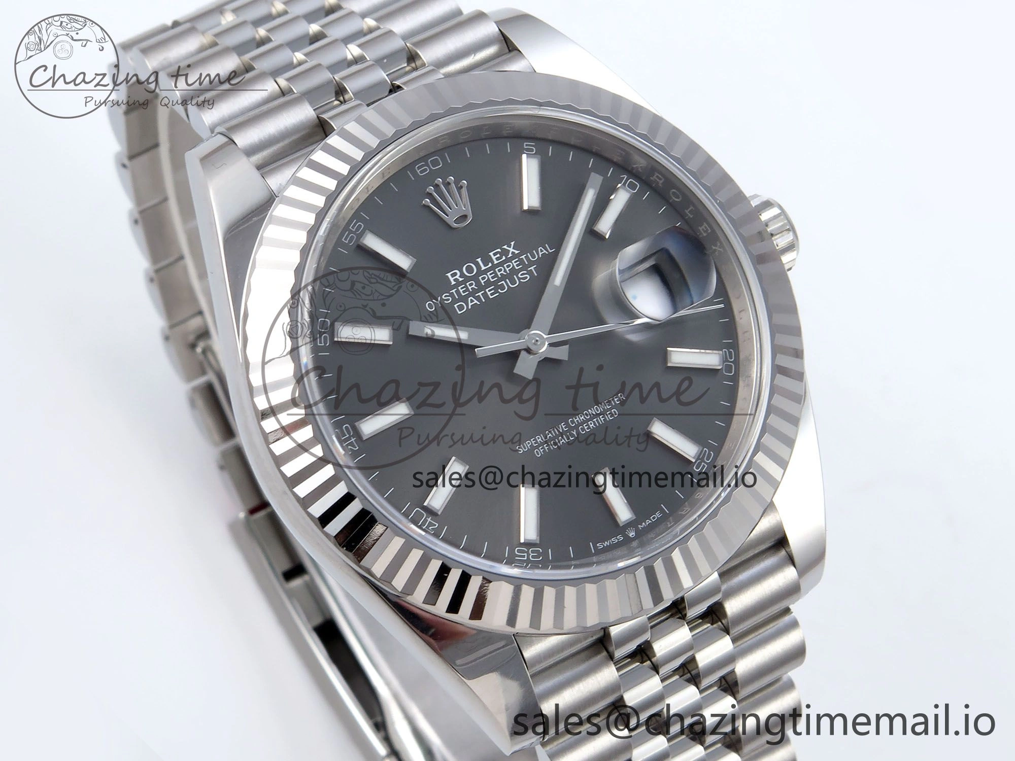 Stylish DateJust 126334 41mm Clean 1:1 Best Edition 904L Steel Gray Stick Dial on Jubilee Bracelet VR 895