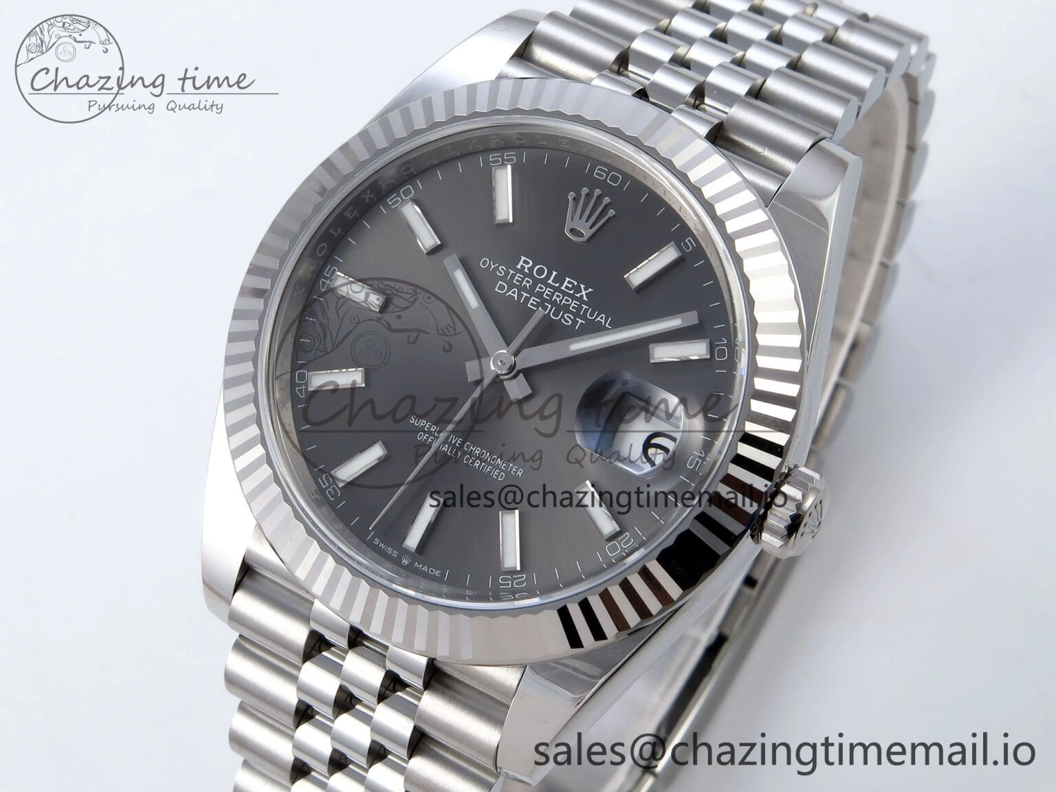 Stylish DateJust 126334 41mm Clean 1:1 Best Edition 904L Steel Gray Stick Dial on Jubilee Bracelet VR 895