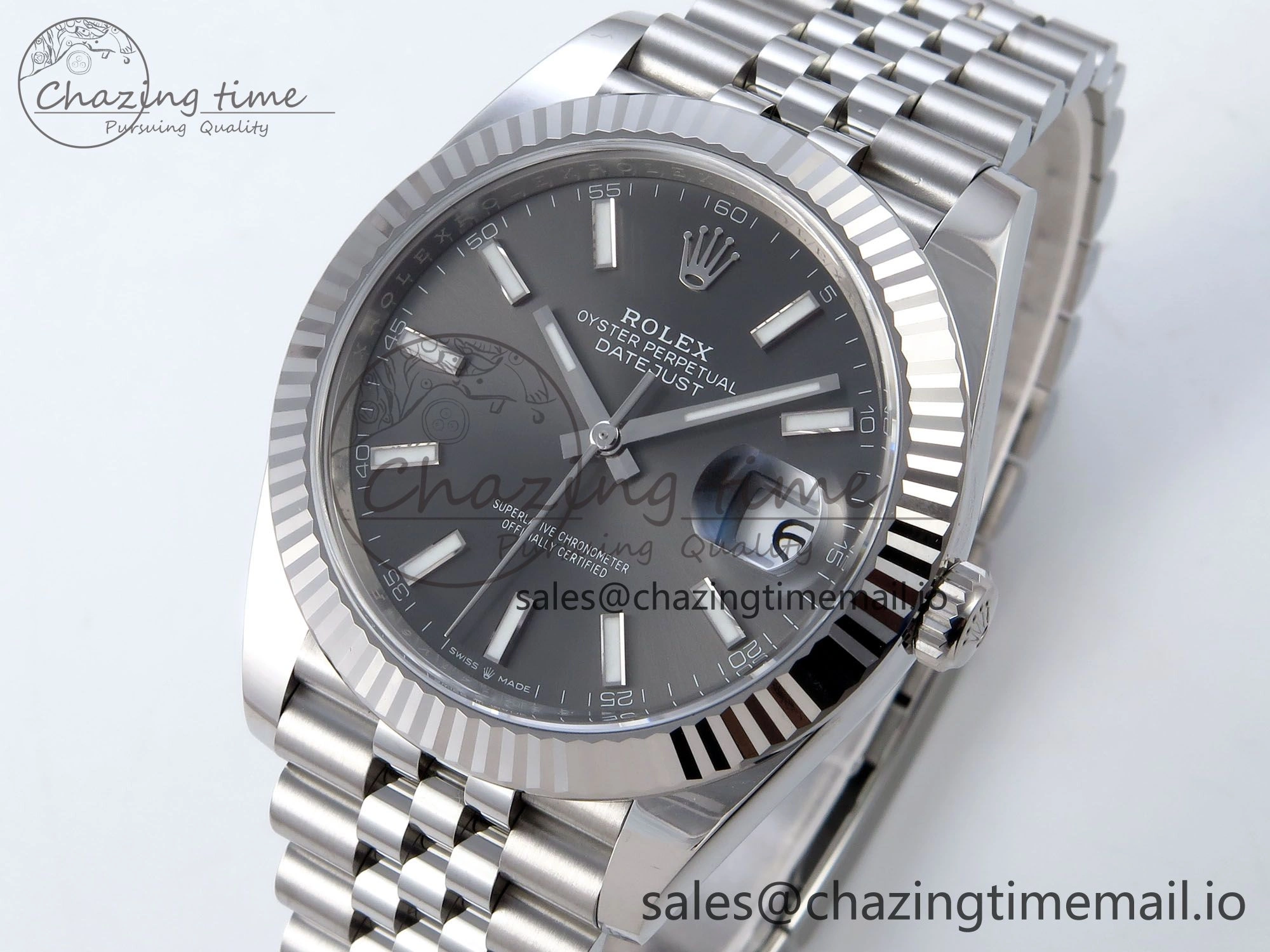 Stylish DateJust 126334 41mm Clean 1:1 Best Edition 904L Steel Gray Stick Dial on Jubilee Bracelet VR 895