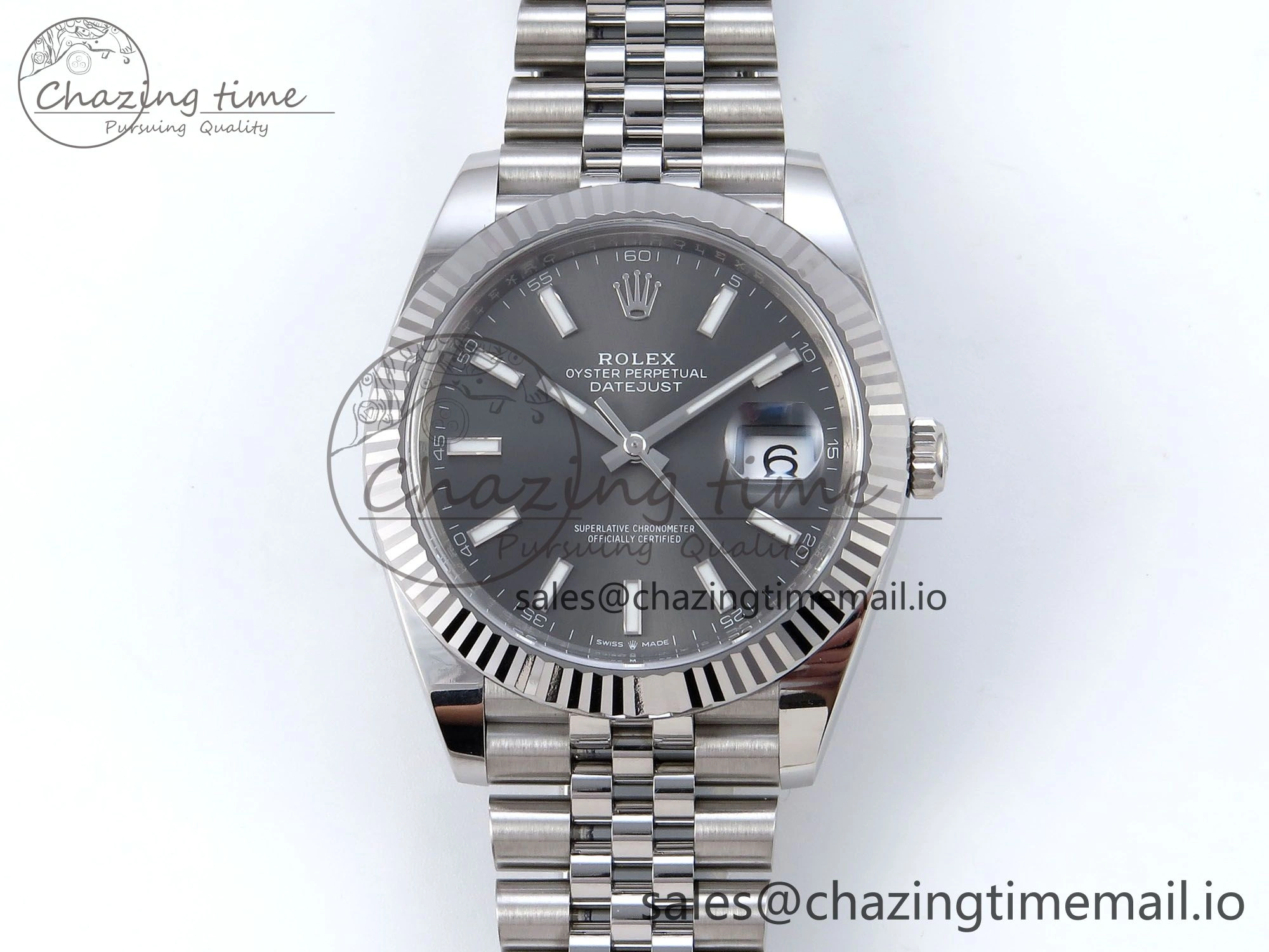Stylish DateJust 126334 41mm Clean 1:1 Best Edition 904L Steel Gray Stick Dial on Jubilee Bracelet VR 895
