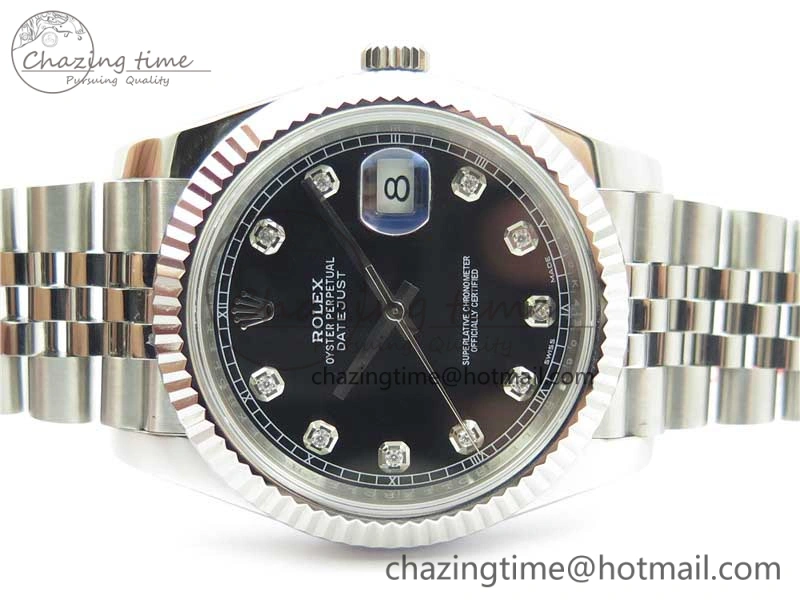 Trendy DateJust 126334 SS Noob 1:1 904L Best Edition Black Dial Diamond on Jubilee Bracelet A 3163