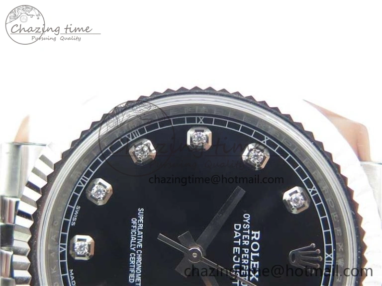 Trendy DateJust 126334 SS Noob 1:1 904L Best Edition Black Dial Diamond on Jubilee Bracelet A 3163