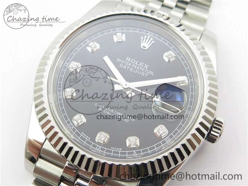 Trendy DateJust 126334 SS Noob 1:1 904L Best Edition Black Dial Diamond on Jubilee Bracelet A 3163