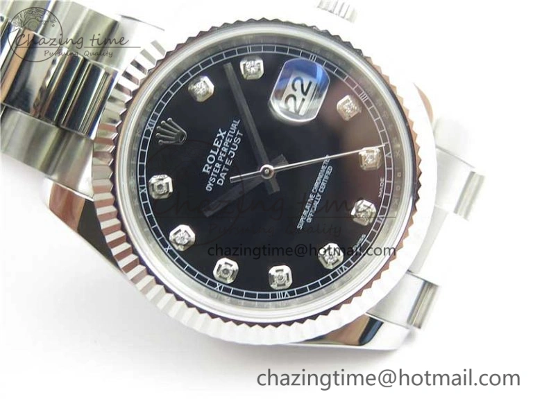 DateJust 126334 SS Noob 1:1 904L Best Edition Black Dial Diamond on Oyster Bracelet A FashionForward 3166