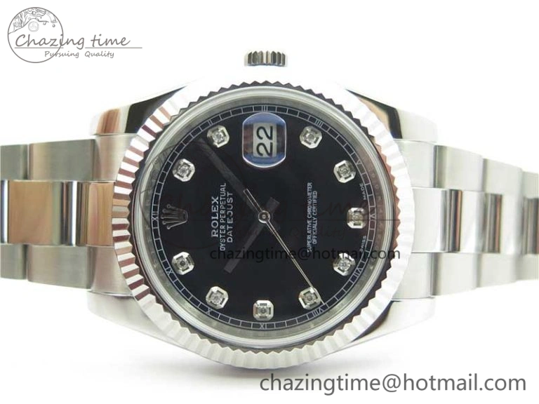 DateJust 126334 SS Noob 1:1 904L Best Edition Black Dial Diamond on Oyster Bracelet A FashionForward 3166