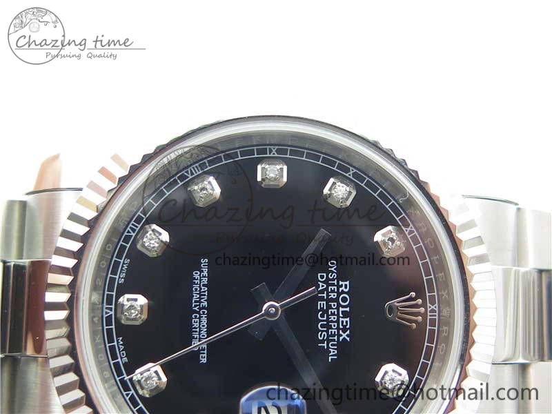 DateJust 126334 SS Noob 1:1 904L Best Edition Black Dial Diamond on Oyster Bracelet A FashionForward 3166