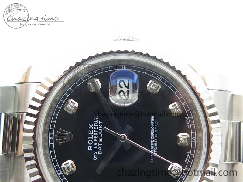 DateJust 126334 SS Noob 1:1 904L Best Edition Black Dial Diamond on Oyster Bracelet A FashionForward 3166