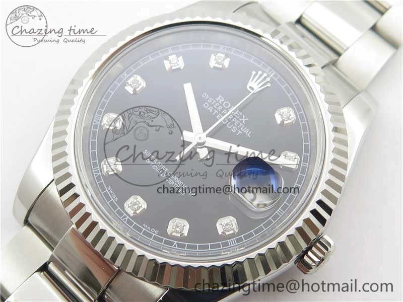 DateJust 126334 SS Noob 1:1 904L Best Edition Black Dial Diamond on Oyster Bracelet A FashionForward 3166