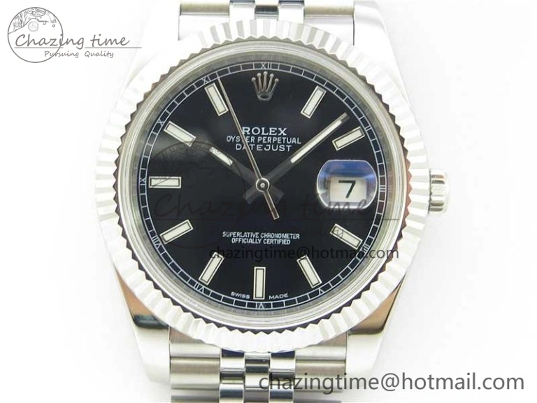 HighPerformance DateJust 126334 SS Noob 1:1 904L Best Edition Black Dial Stick Markers on Jubilee Bracelet A 3165
